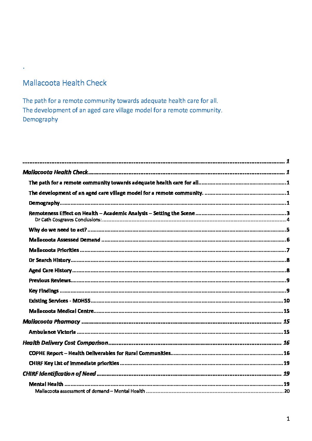 Mallacoota Health Check